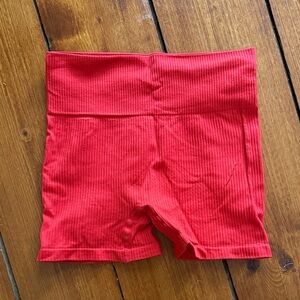 Red Ribbed Zyia Active Shorts